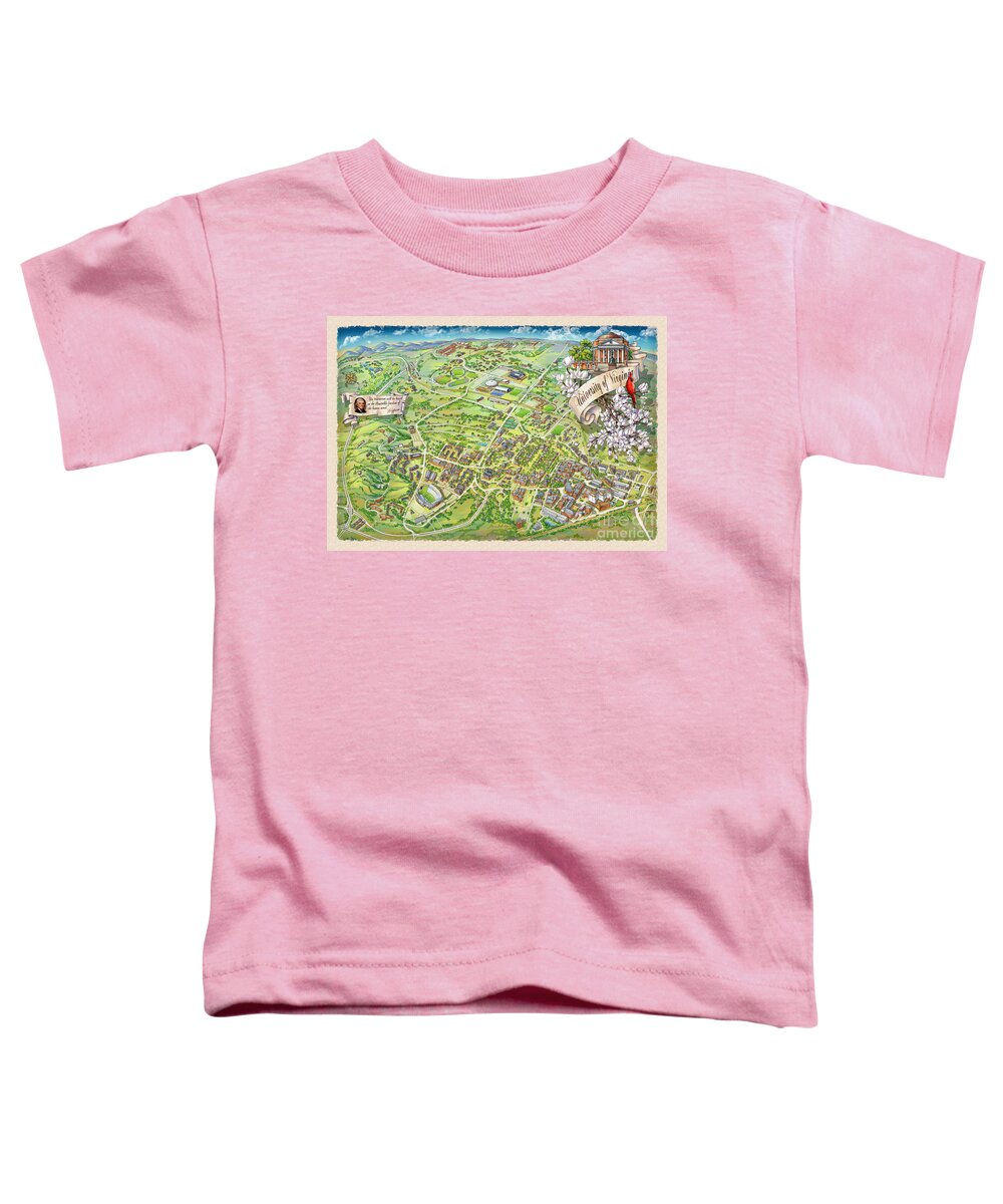 Uva Campus Illustrated Map Toddler T-Shirt featuring the painting UVA Grounds Illustration 2014 by Maria Rabinky
