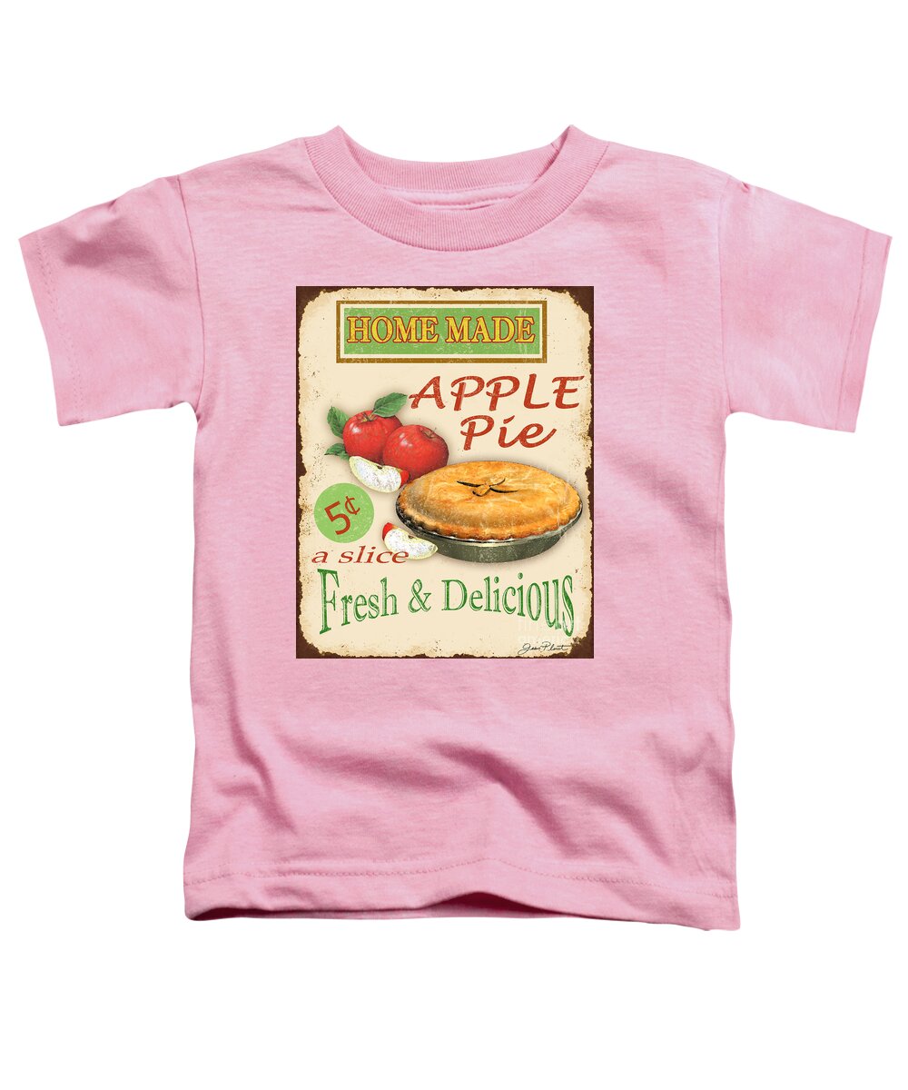 Jean Plout Toddler T-Shirt featuring the digital art Vintage Apple Pie Sign by Jean Plout