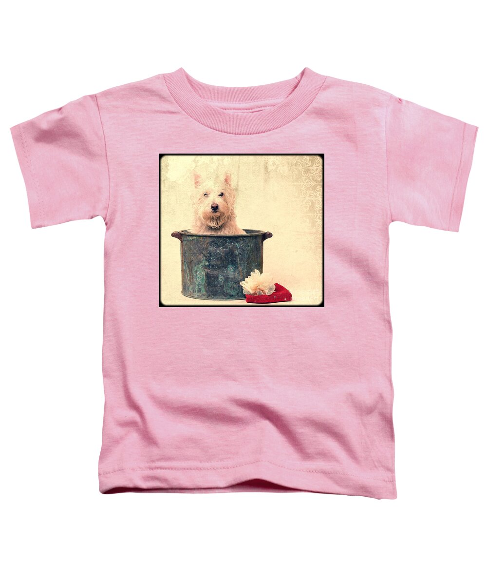 Dog Toddler T-Shirt featuring the photograph Vintage Bathtime by Edward Fielding