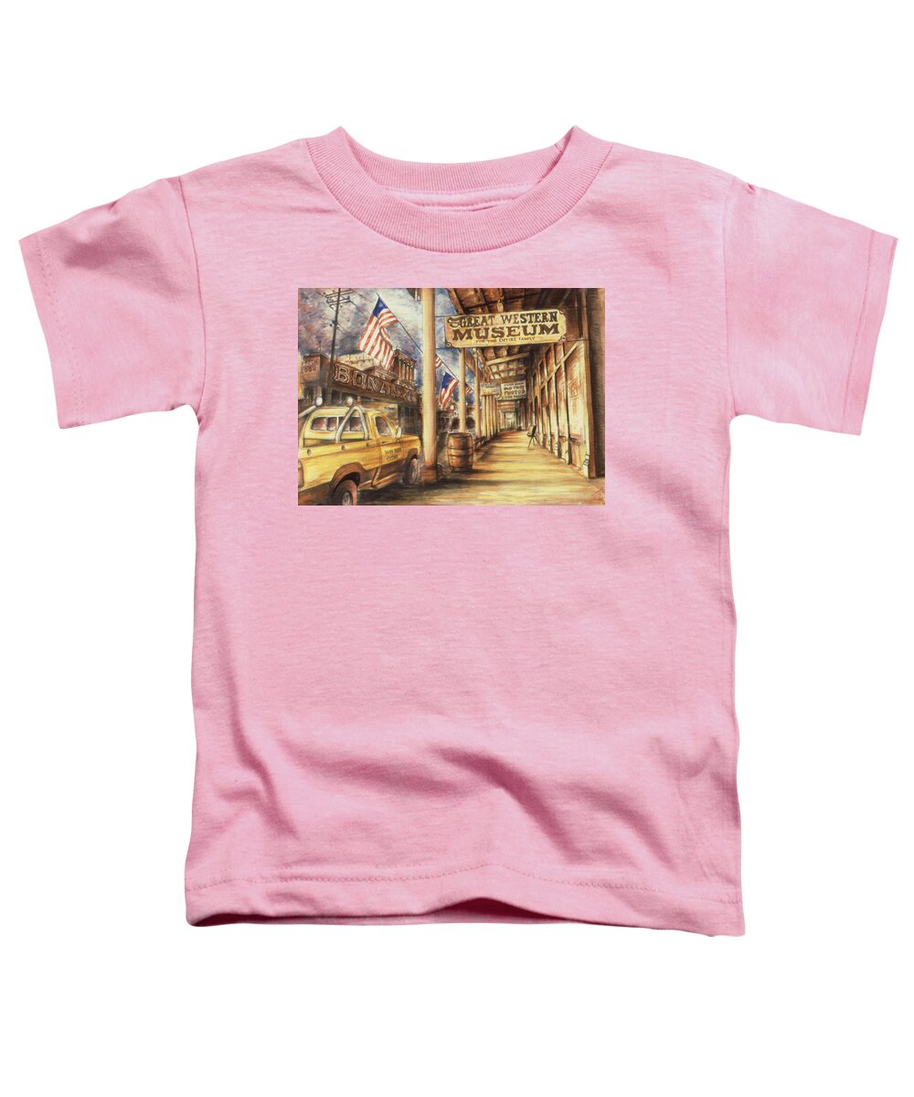 Virginia+city Toddler T-Shirt featuring the painting Virginia City Nevada - Western Art Painting by Peter Potter