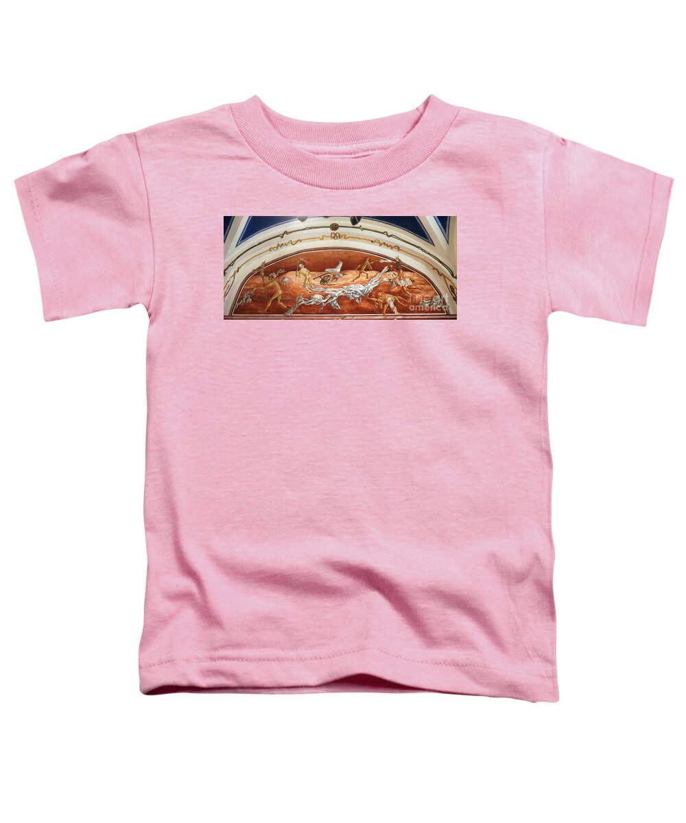 Europe Toddler T-Shirt featuring the photograph wall paintings in the university of Vilnius 2 by Rudi Prott