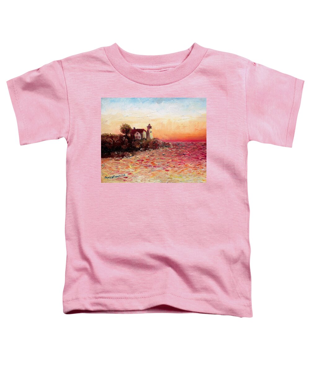 Lighthouse Toddler T-Shirt featuring the painting Watch Over Me by Shana Rowe Jackson