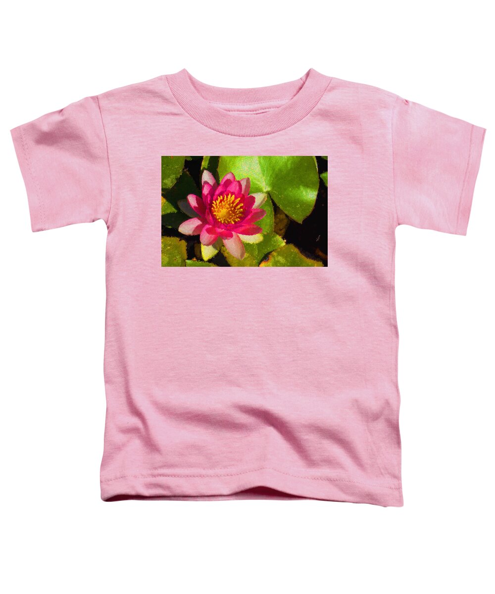 Waterlilly Toddler T-Shirt featuring the digital art Waterlily Impression in Fuchsia and Pink by Georgia Mizuleva