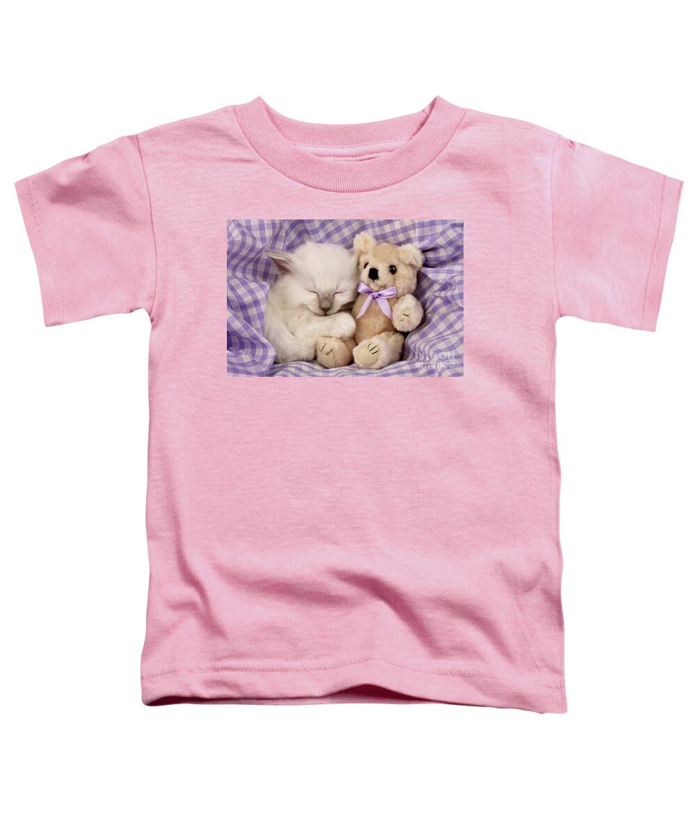 Animals Toddler T-Shirt featuring the digital art White Sleeping Cat by MGL Meiklejohn Graphics Licensing