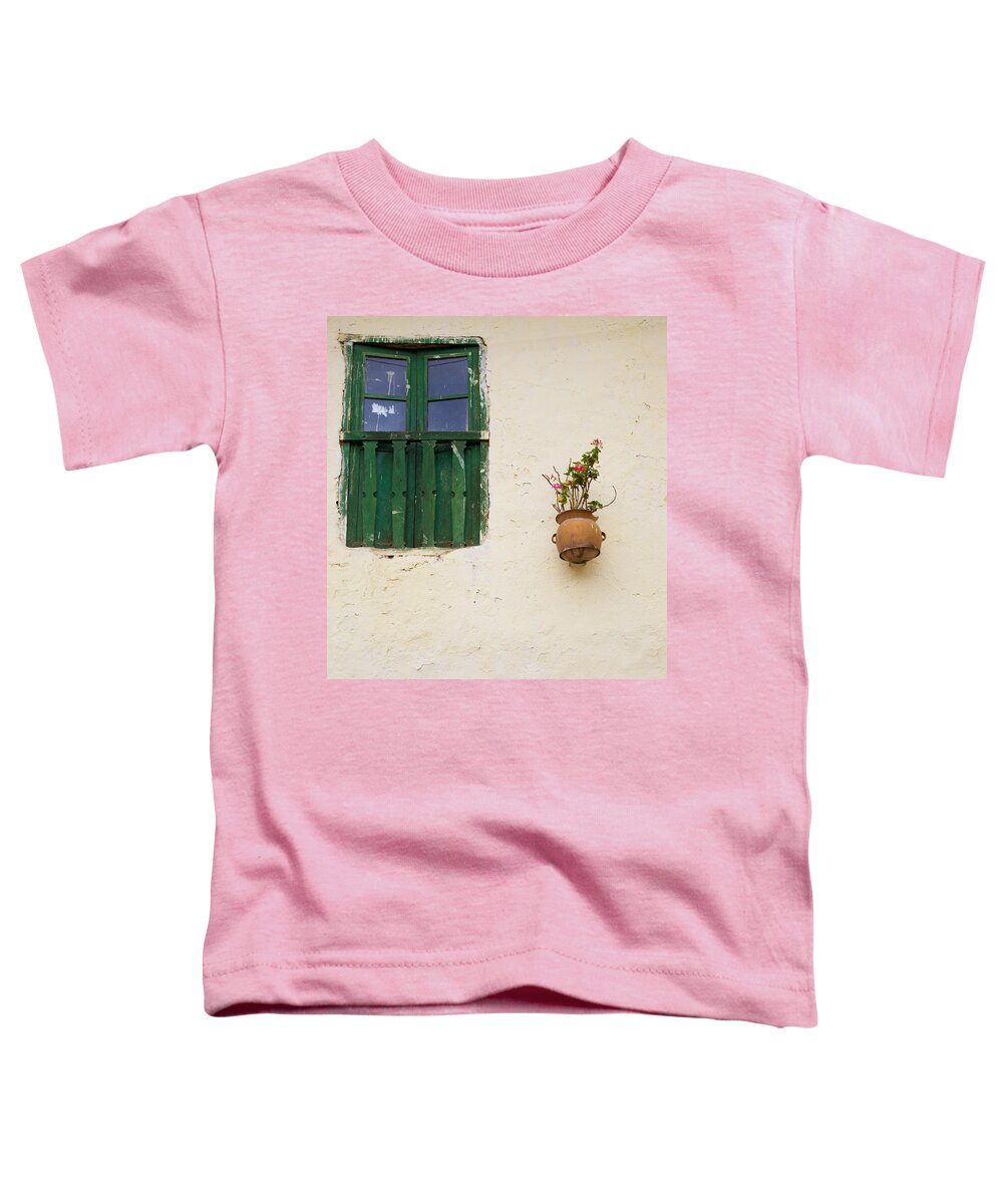 Window Toddler T-Shirt featuring the photograph Window and flowers by Alexey Stiop