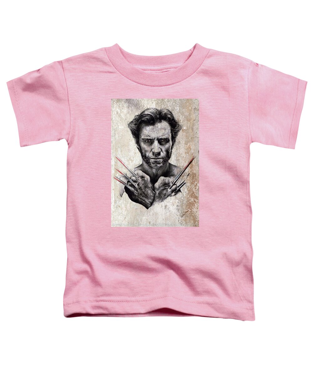 Wolverine Toddler T-Shirt featuring the drawing Wolverine splash effect by Andrew Read