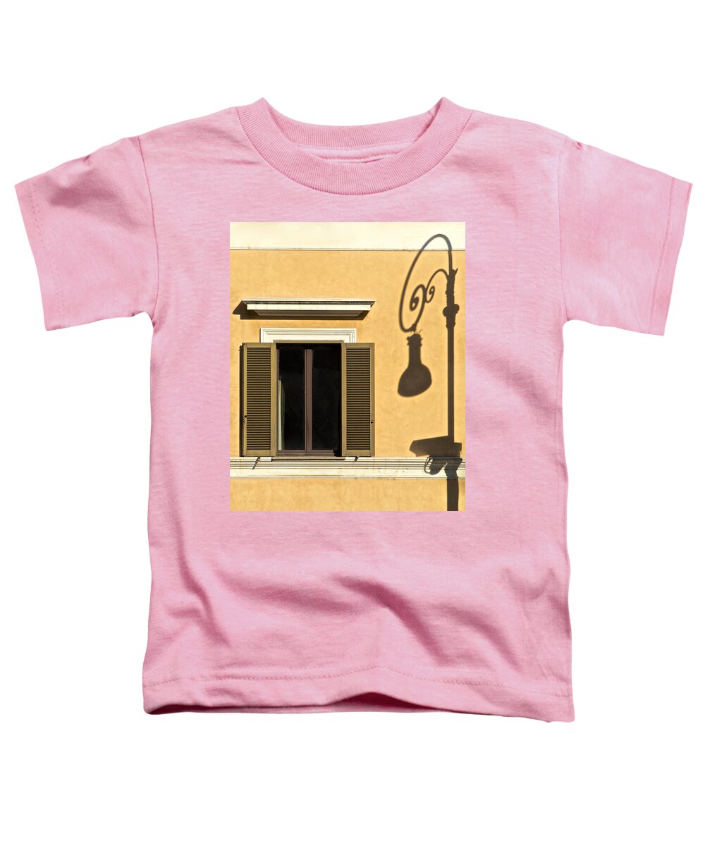 Light Post Toddler T-Shirt featuring the photograph Wrought Iron Street Lamp Shadow of Ancient Rome by David Letts