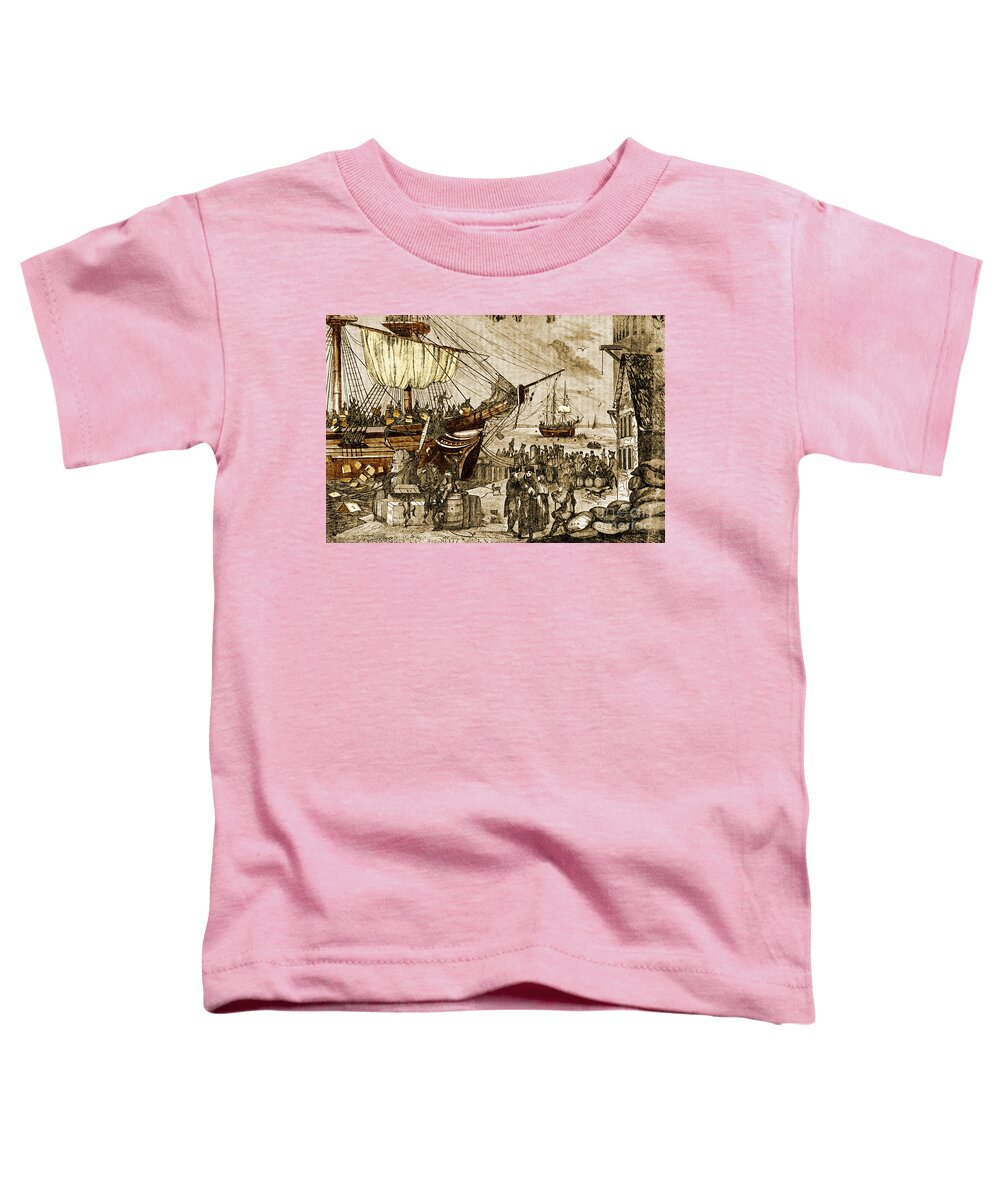 History Toddler T-Shirt featuring the photograph Boston Tea Party, 1773 #4 by Photo Researchers