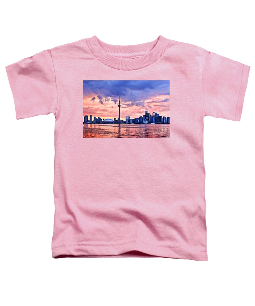Toronto Toddler T-Shirt featuring the photograph Toronto sunset skyline by Elena Elisseeva