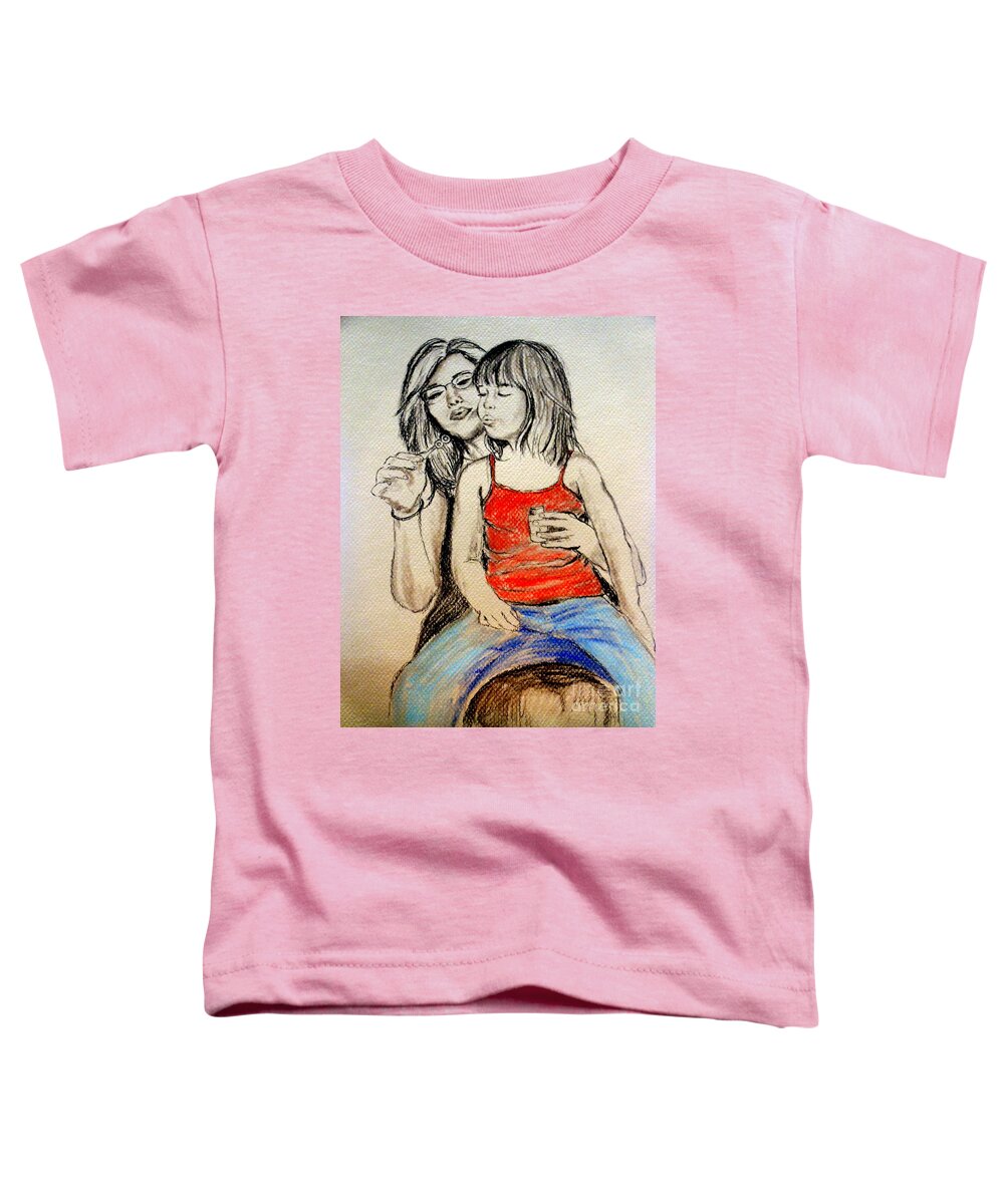 Portrait Toddler T-Shirt featuring the pastel Bubbles by Amanda Dinan