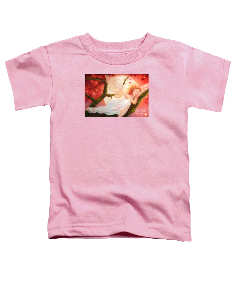 Angel Toddler T-Shirt featuring the painting Dreams of Strawberry Moon by Michael Rock