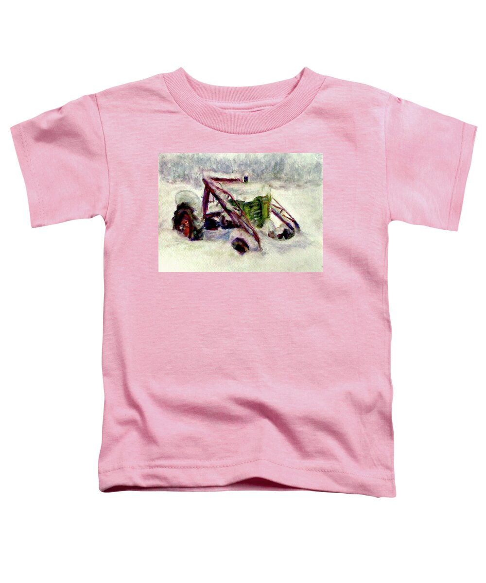 John Deere A Toddler T-Shirt featuring the painting Old John Deere in Snow - Watercolor Painting by Quin Sweetman