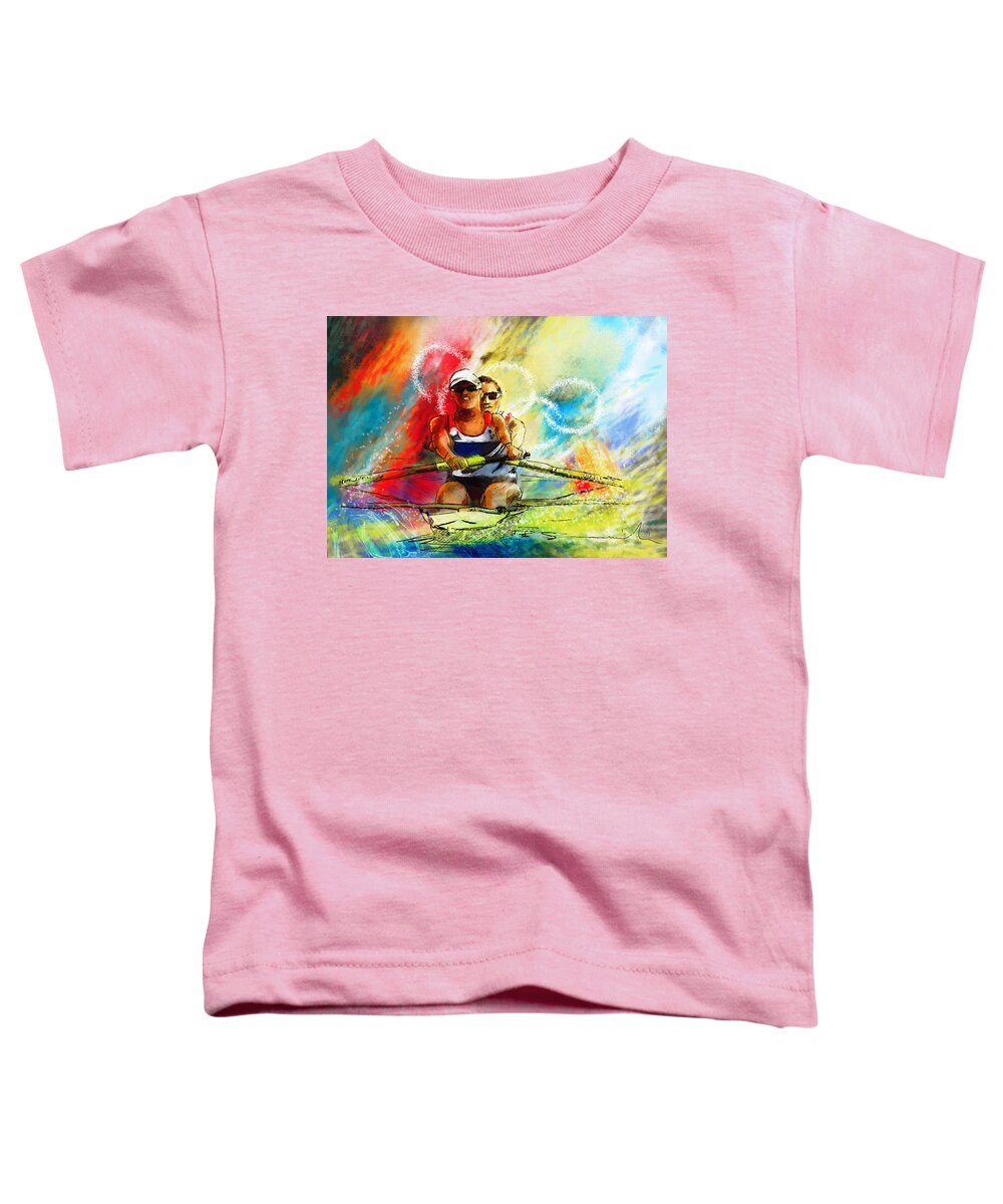 Sports Toddler T-Shirt featuring the painting Olympics Rowing 03 by Miki De Goodaboom