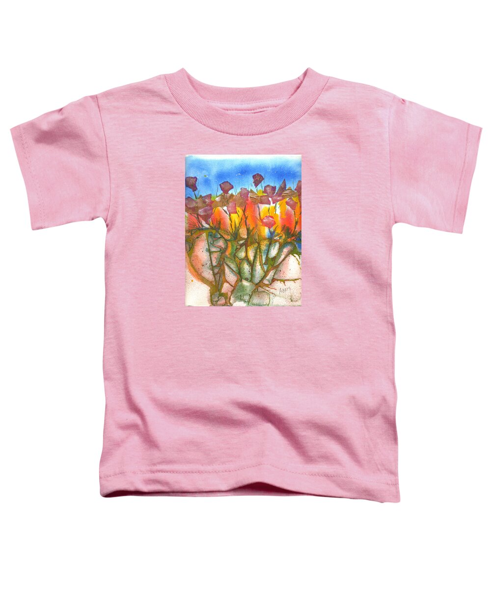 Flowers Toddler T-Shirt featuring the painting Rock Flowers by Audrey Peaty
