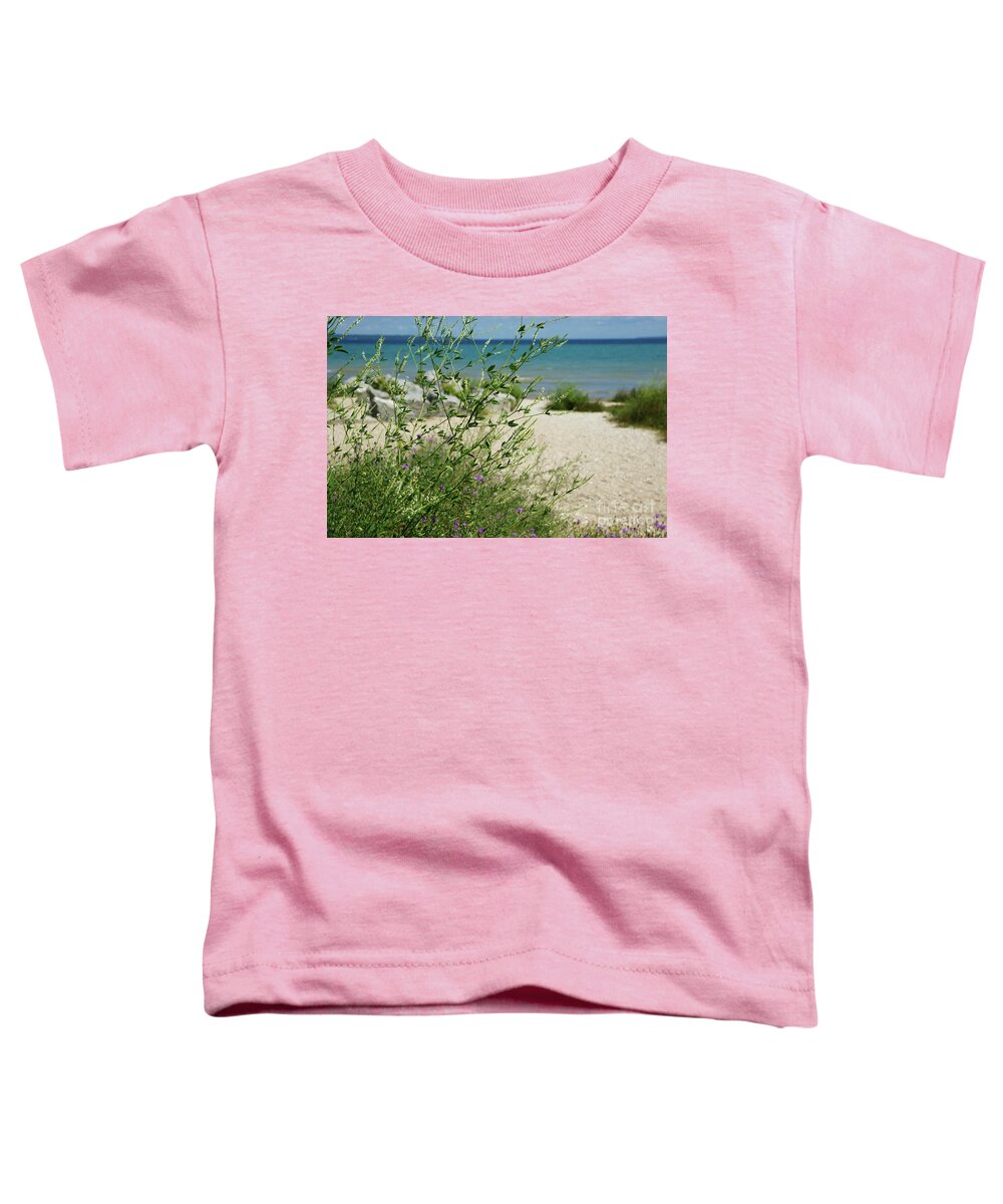 Lake Toddler T-Shirt featuring the photograph Shades of Blue by Linda Shafer