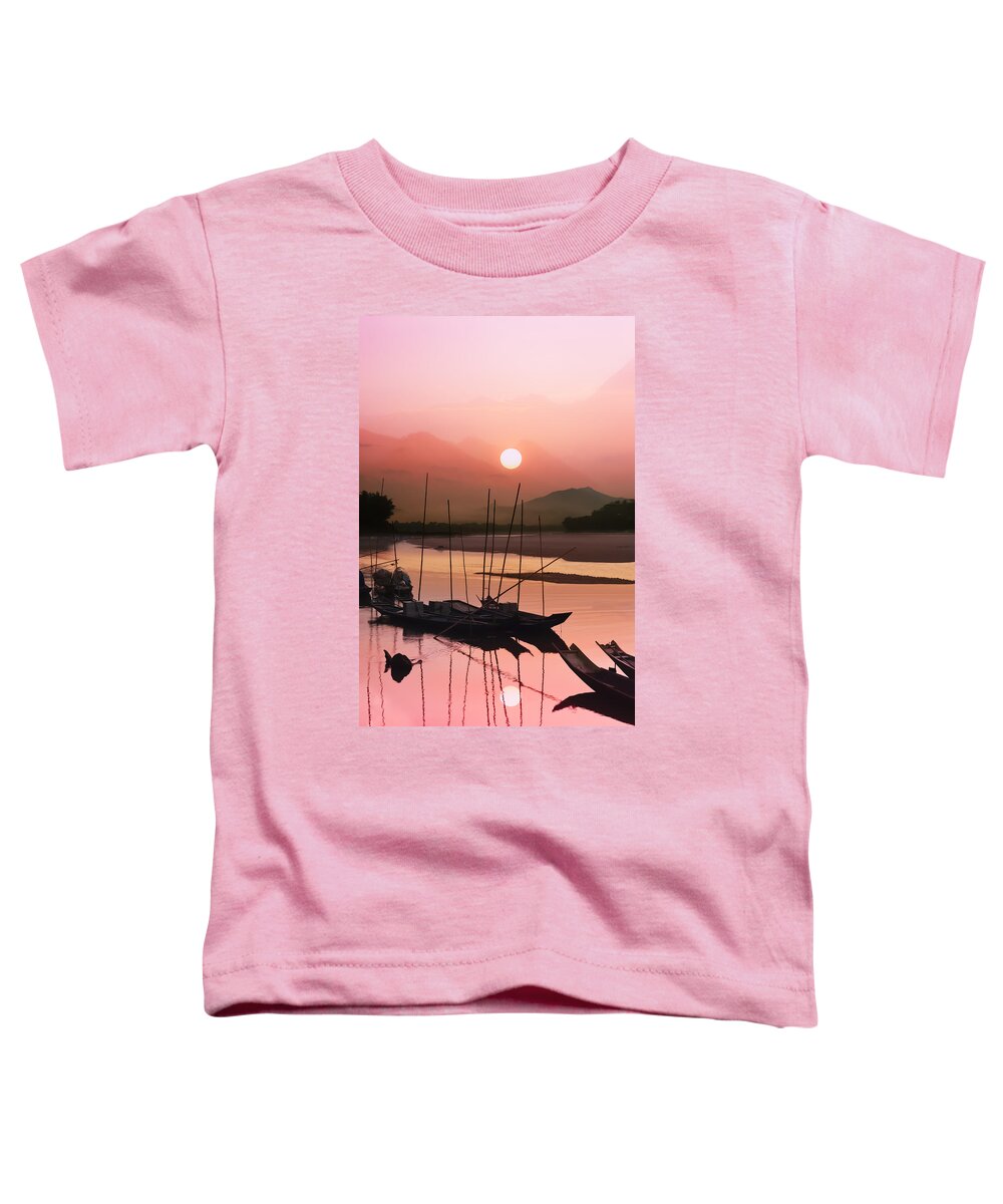 Abstract Toddler T-Shirt featuring the photograph sunset at Mae Khong river by Setsiri Silapasuwanchai