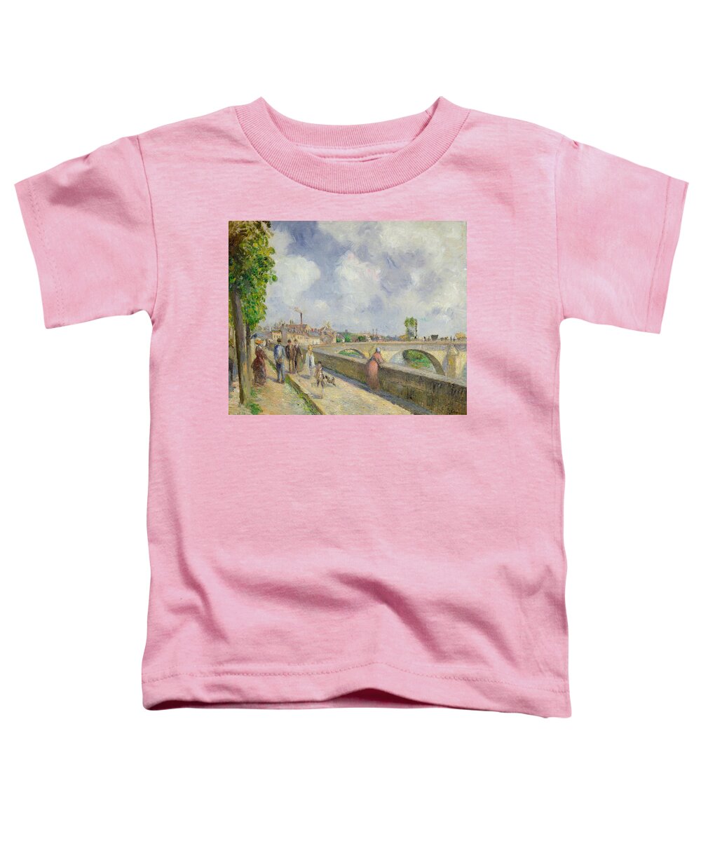 The Toddler T-Shirt featuring the painting The Bridge at Pontoise by Camille Pissarro