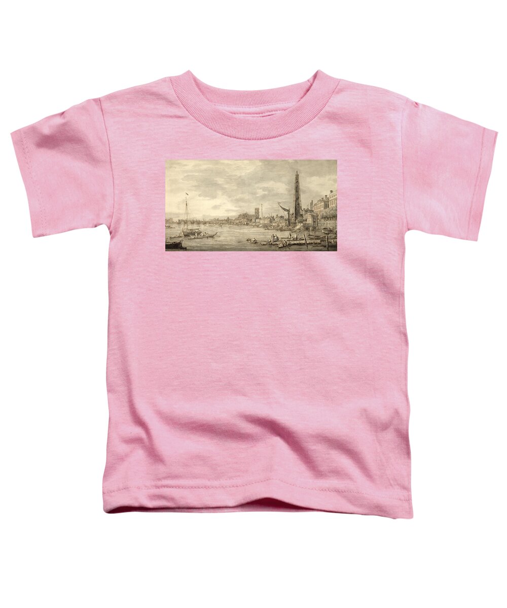 Xyc144093 Toddler T-Shirt featuring the photograph The Thames Looking towards Westminster from near York Water Gate by Giovanni Antonio Canaletto