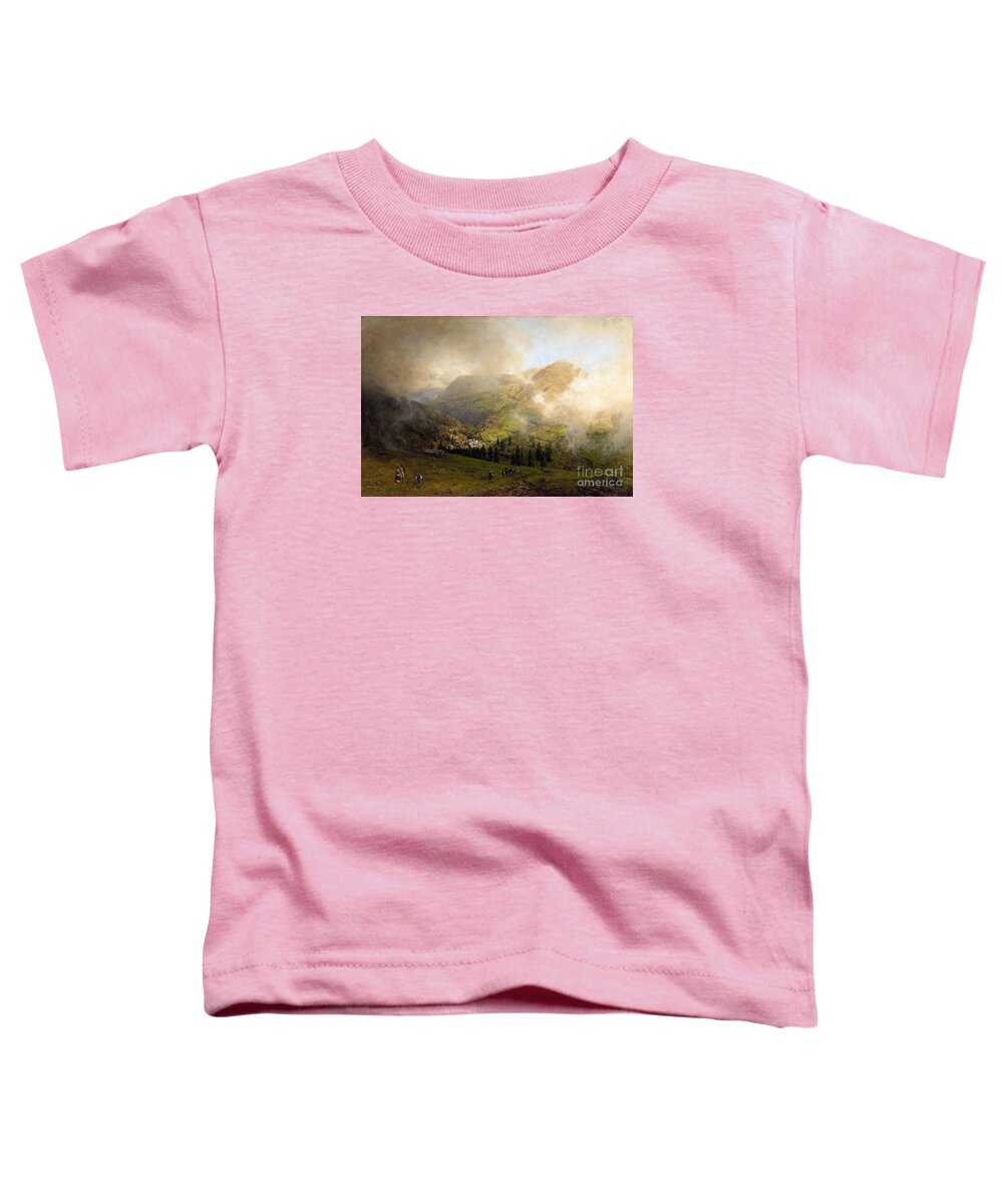 Oswald Achenbach Toddler T-Shirt featuring the painting View of Rigi by MotionAge Designs