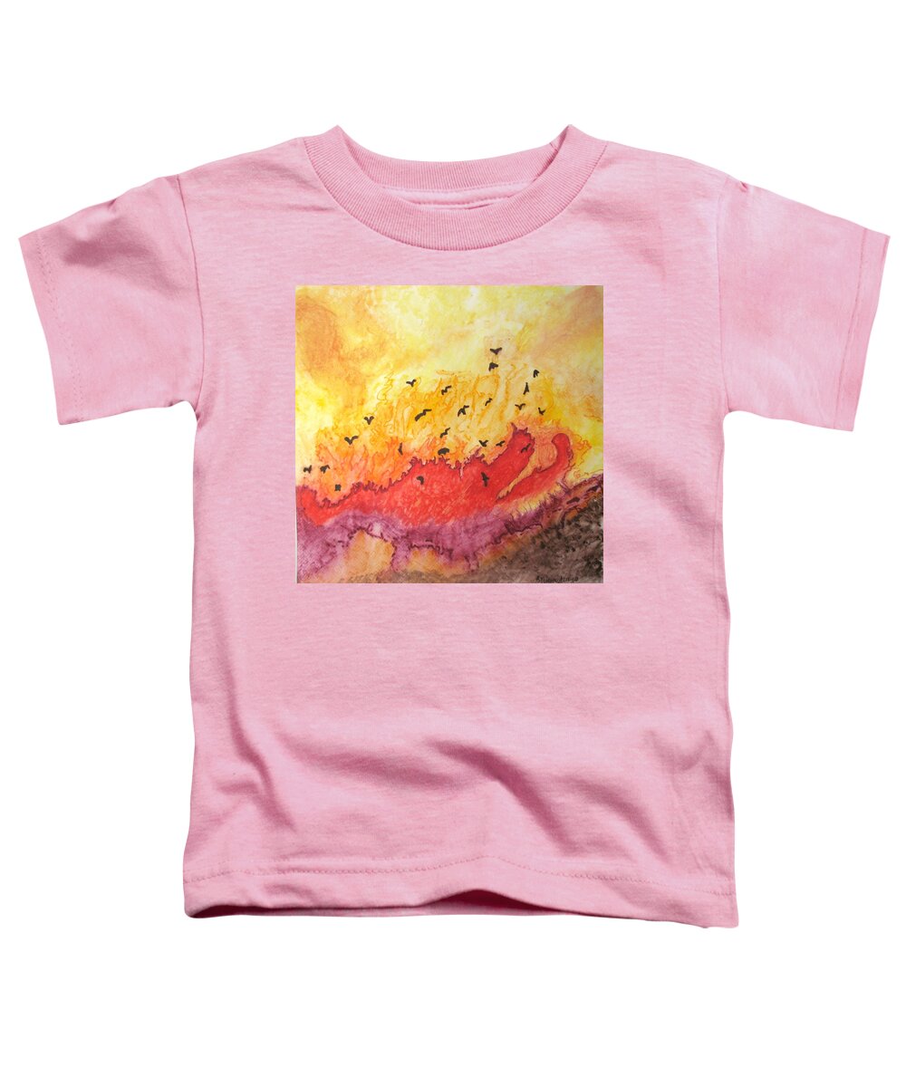 Birds Toddler T-Shirt featuring the painting Fire Birds by Patricia Arroyo