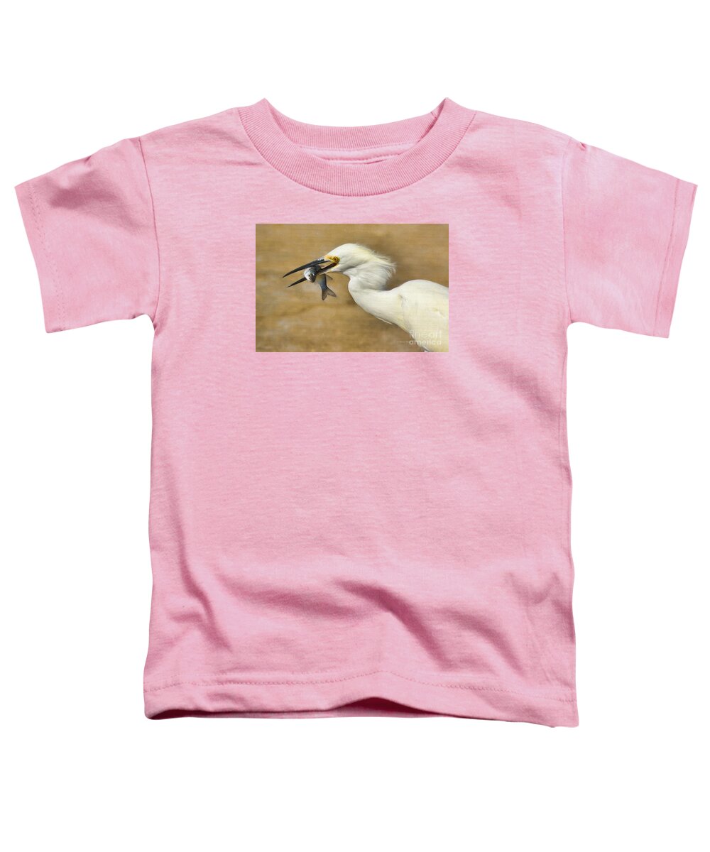 Egret Toddler T-Shirt featuring the painting Lunch Is Served #2 by Deborah Benoit