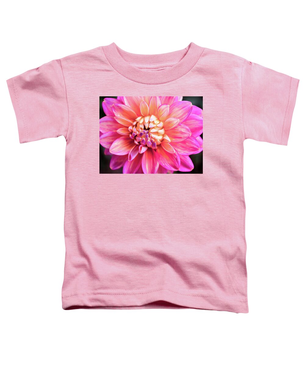 Dahlia Toddler T-Shirt featuring the photograph Magenta Dahlia #1 by Louise Lindsay