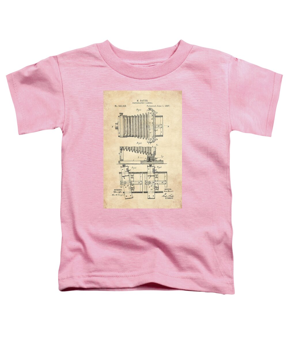 Patent Toddler T-Shirt featuring the digital art 1897 Camera US Patent Invention Drawing - Vintage Tan by Todd Aaron