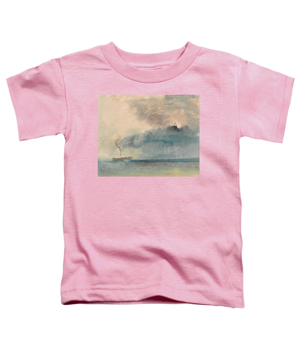 Joseph Mallord William Turner - A Paddle-steamer In A Storm Toddler T-Shirt featuring the painting A Paddle-steamer in a Storm #2 by Celestial Images