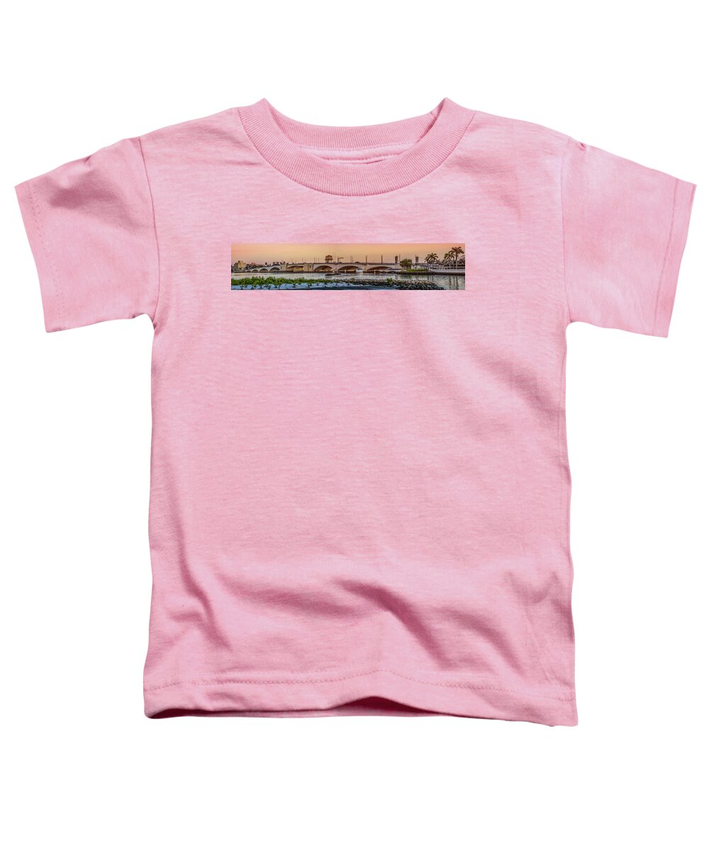 Boats Toddler T-Shirt featuring the photograph Flagler Bridge in Lights Panorama #2 by Debra and Dave Vanderlaan