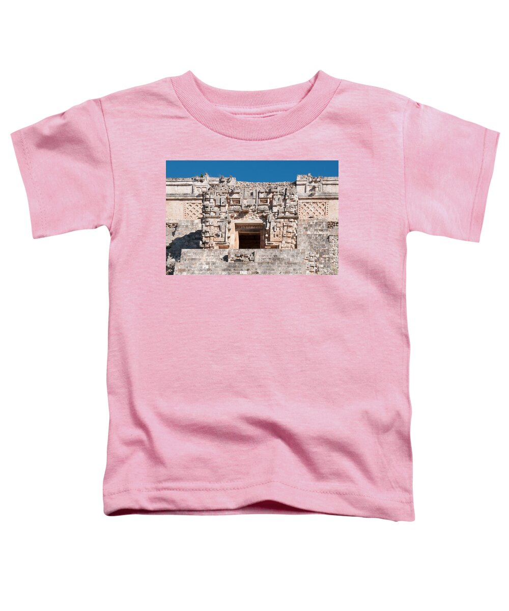 Mexico Yucatan Toddler T-Shirt featuring the digital art Detail of the magicians House in Uxmal #4 by Carol Ailles