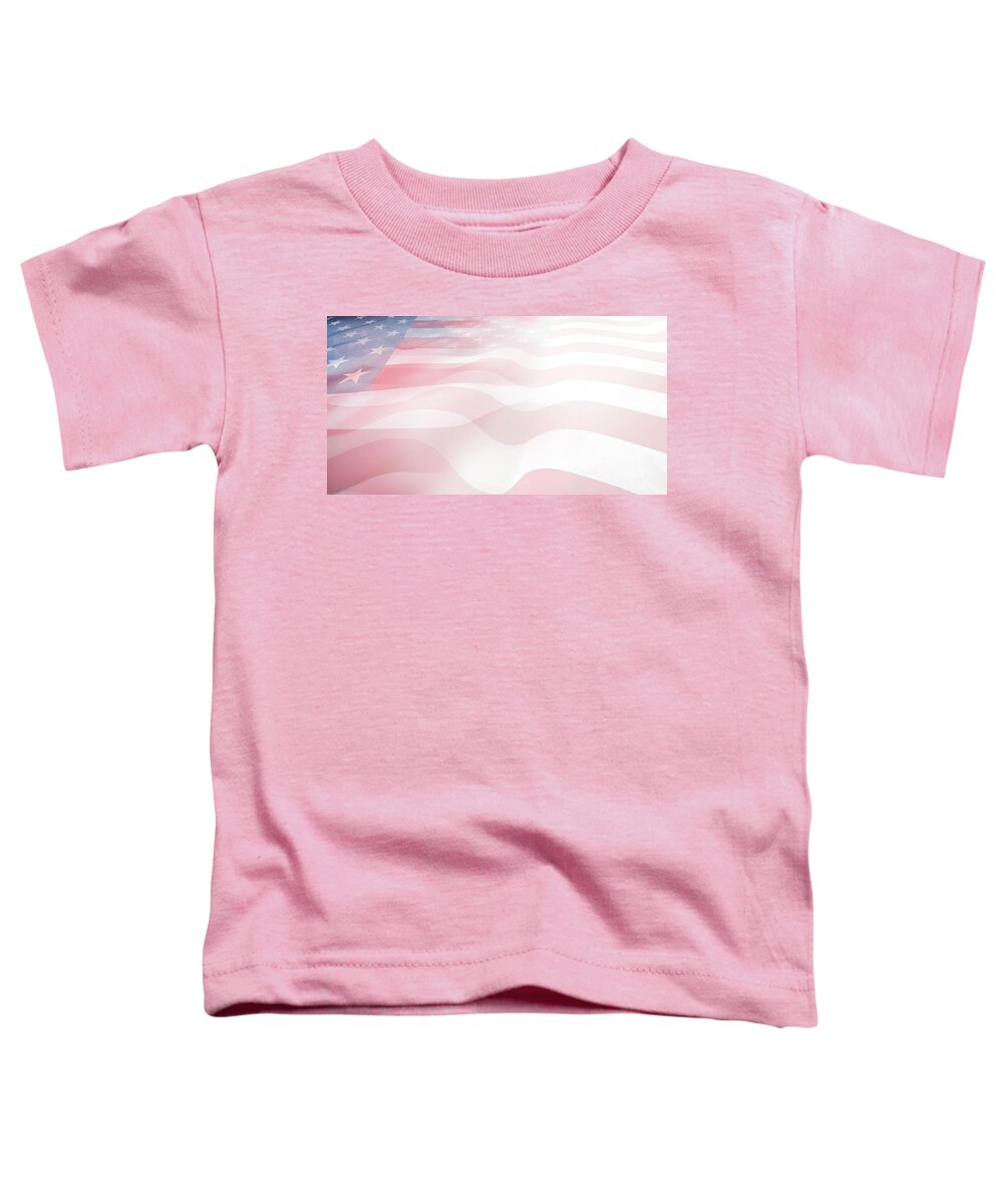 American Flag Toddler T-Shirt featuring the digital art USA flags 1 by Les Cunliffe