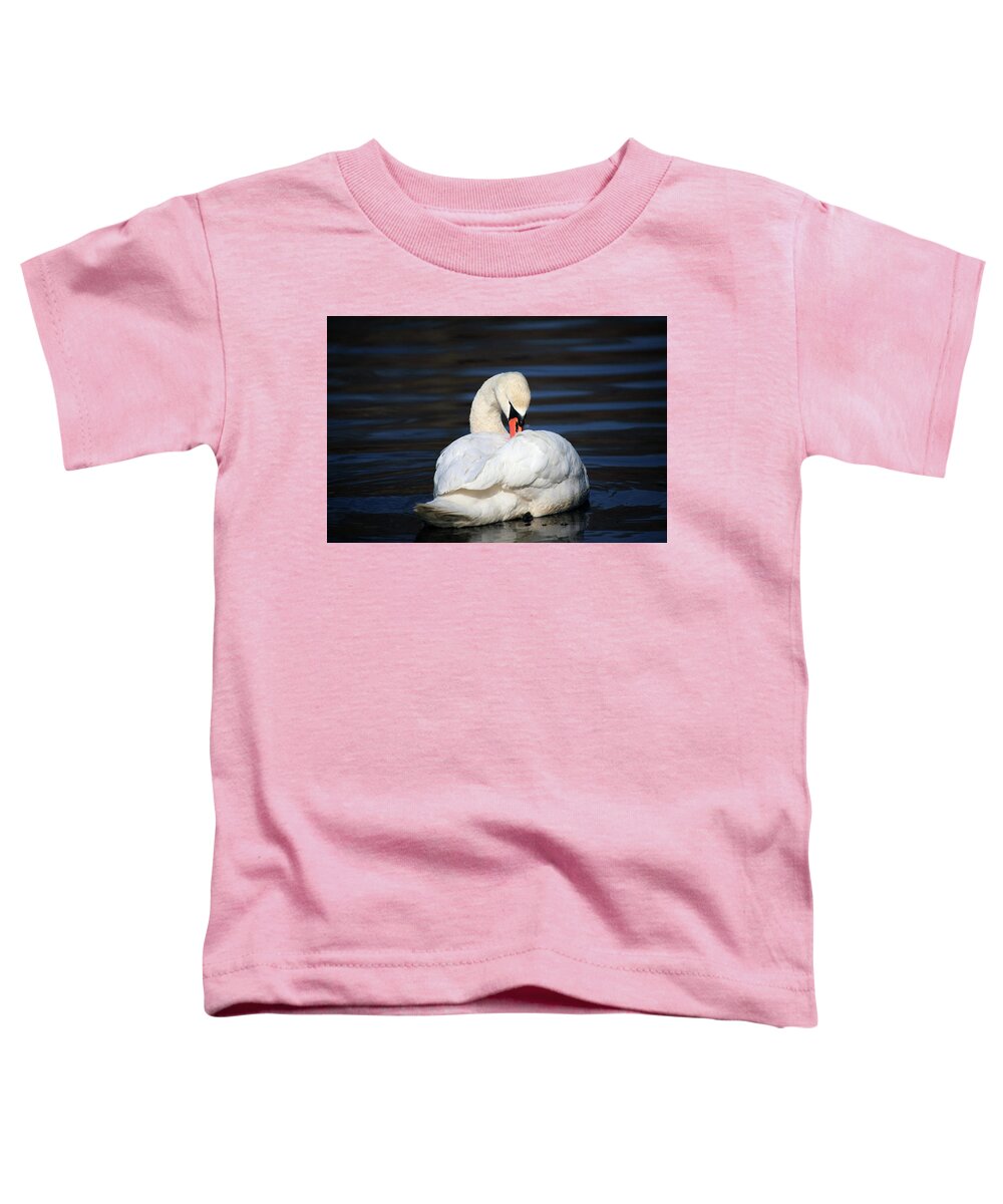 Swan Toddler T-Shirt featuring the photograph A Busy Swan by Karol Livote