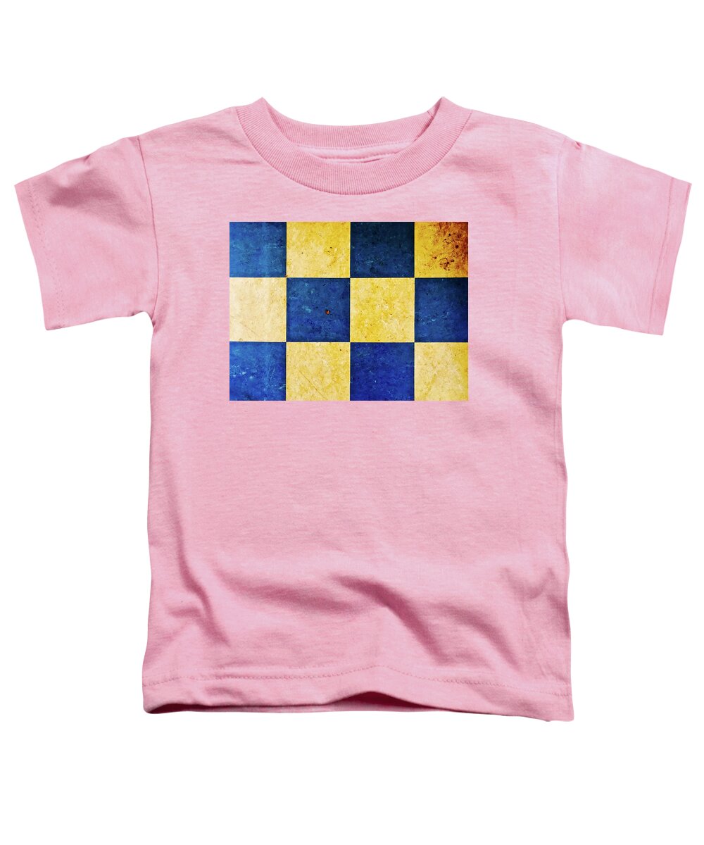  Toddler T-Shirt featuring the photograph A Checkered Murder in Blue and Yellow by Brian Sereda