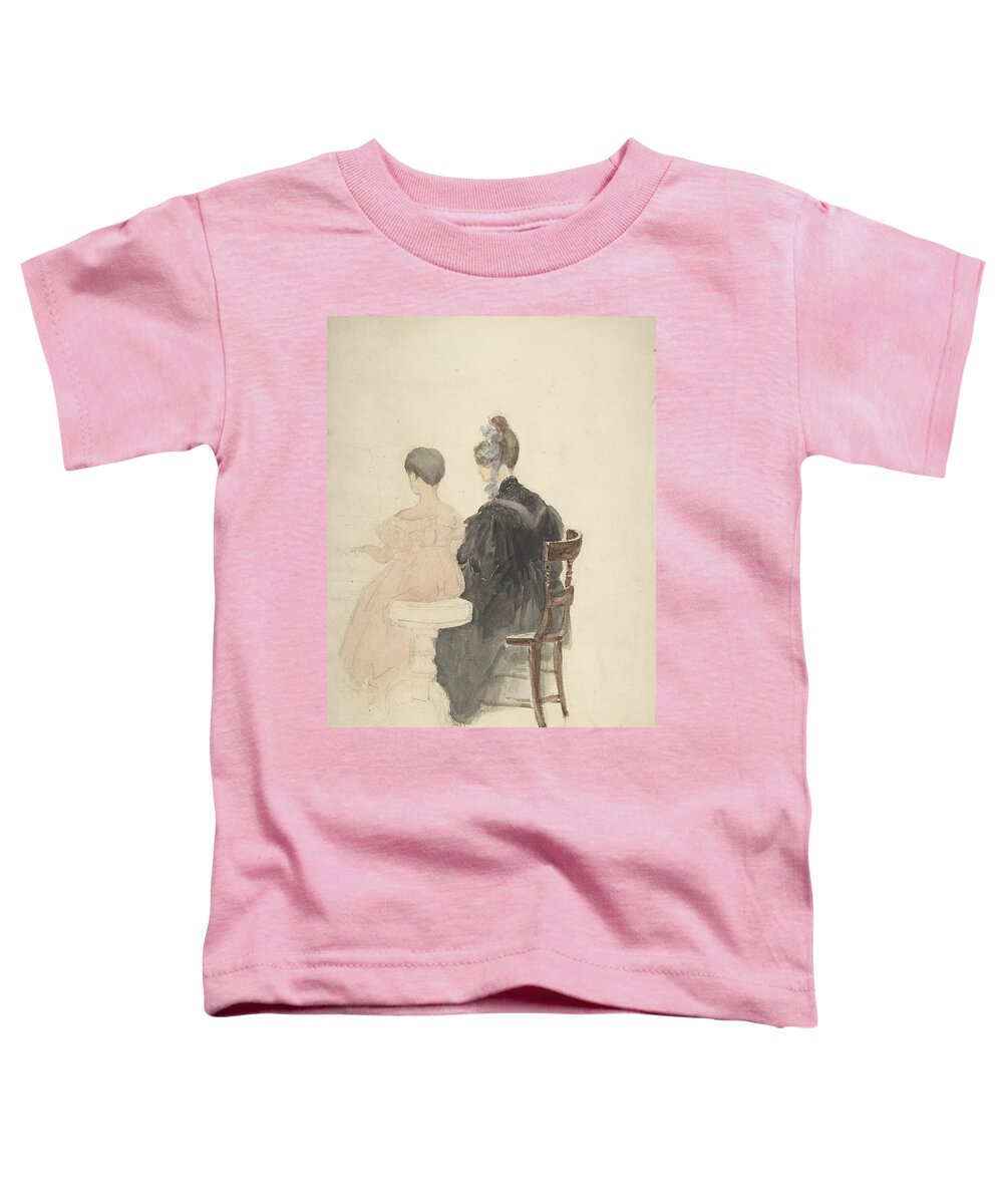 British Painters Toddler T-Shirt featuring the drawing A Piano Lesson by David Cox