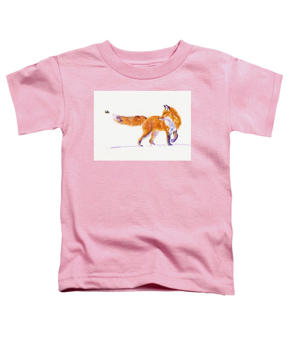 Fox Toddler T-Shirt featuring the painting A sting in the tail - Red Fox by Debra Hall
