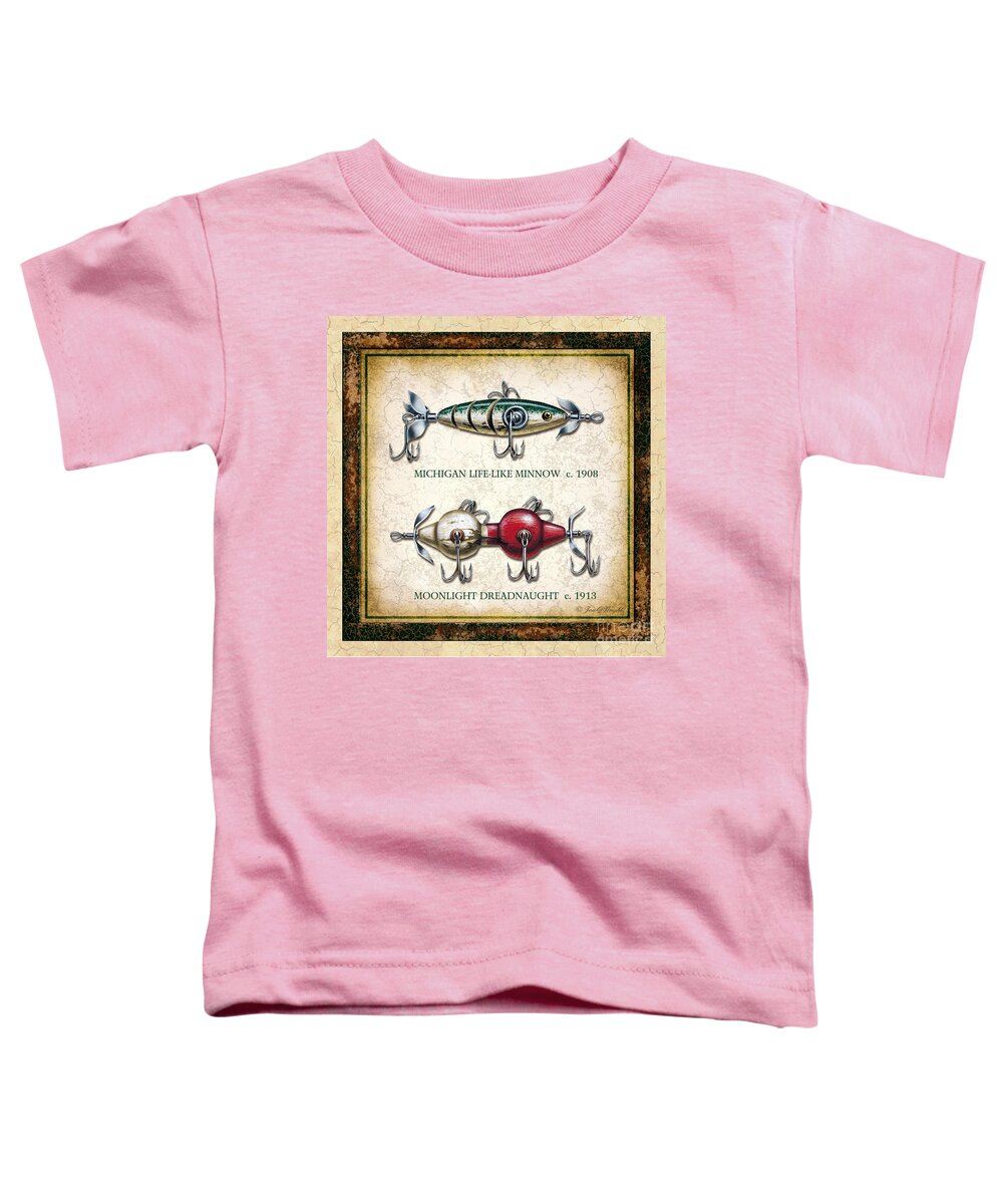 Jon Q Wright Toddler T-Shirt featuring the painting Antique Lure Panel Two by JQ Licensing