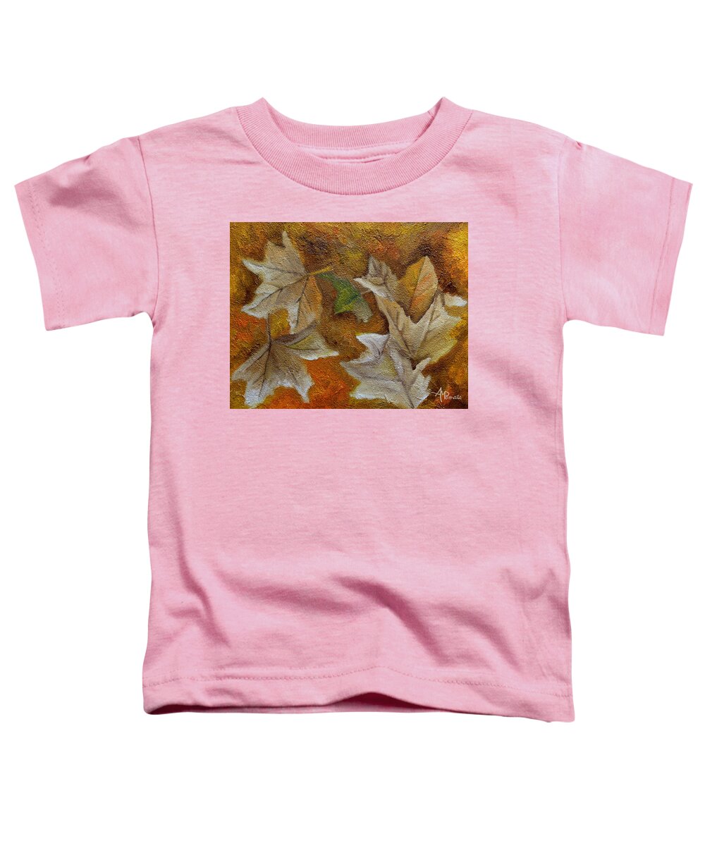 Autumn Toddler T-Shirt featuring the painting Autumn Leaves by Angeles M Pomata