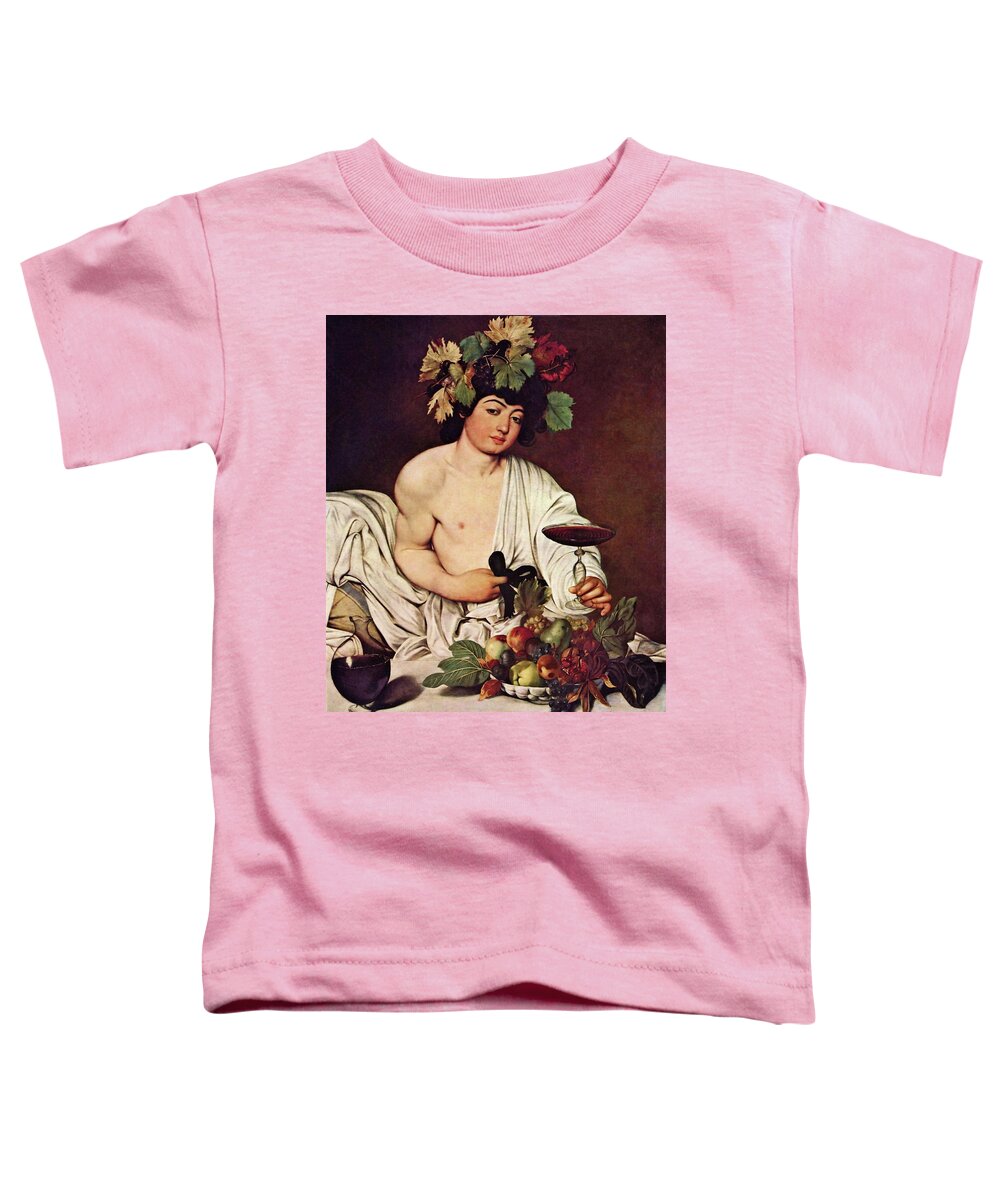 Bacchus Toddler T-Shirt featuring the painting Bacchus by Michelangelo Caravaggio