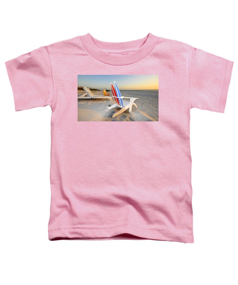 Paradise Toddler T-Shirt featuring the photograph Beach Chair Paradise by David Lee Thompson