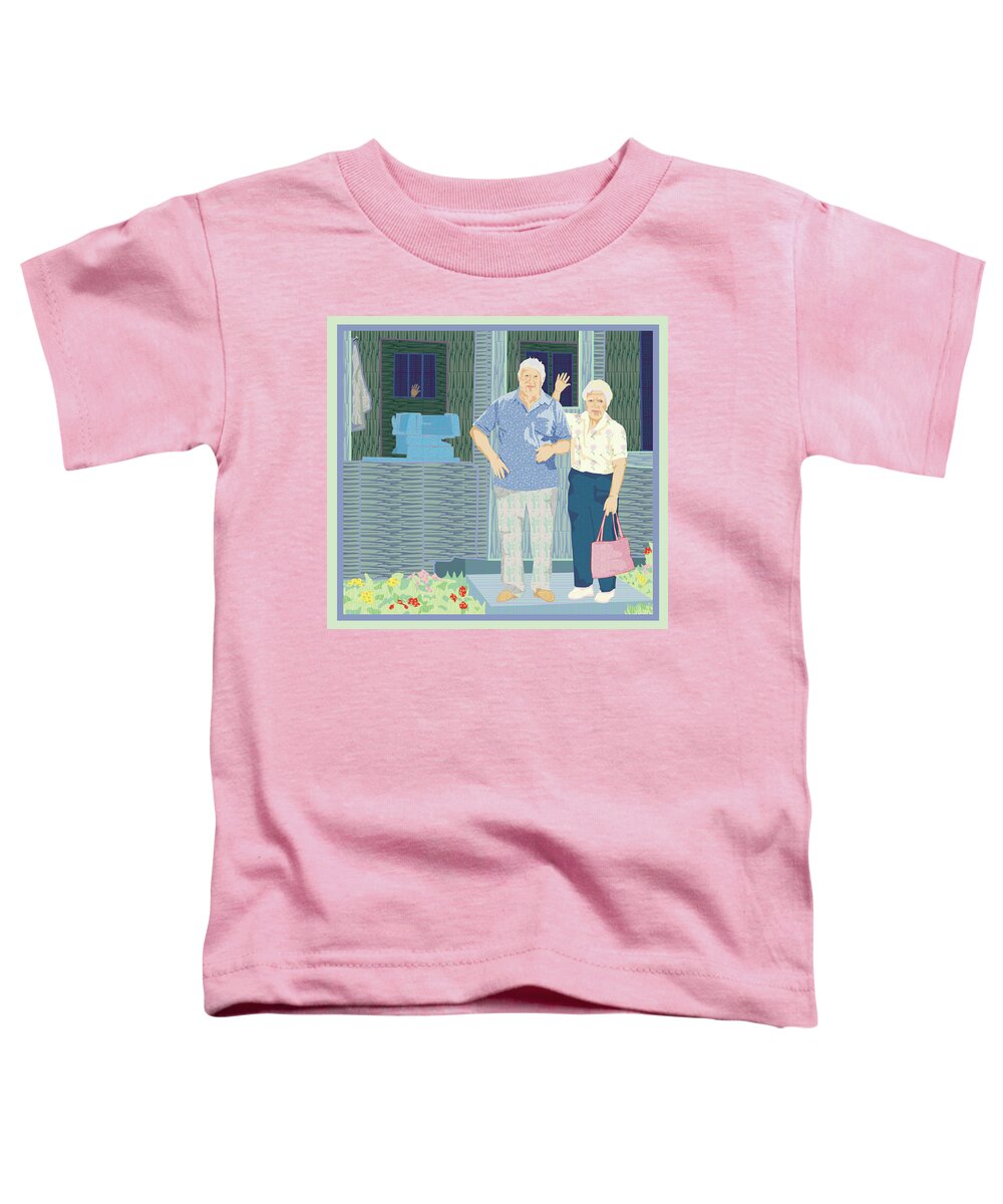 Bev And Jack At Their Cabin Up North Toddler T-Shirt featuring the digital art Bev and Jack by Rod Whyte