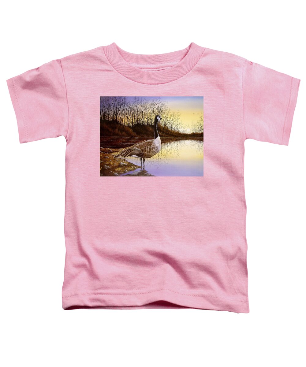 Goose Toddler T-Shirt featuring the painting Beyond the Horizon by Anthony J Padgett