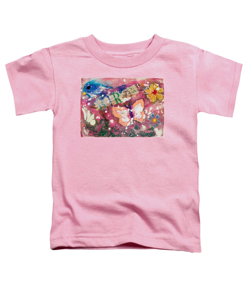 Bird Toddler T-Shirt featuring the mixed media Bird by Dawn Boswell Burke