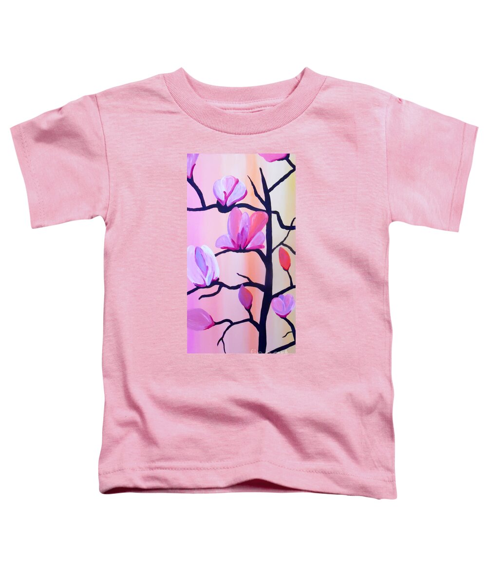 Pink Flowers Toddler T-Shirt featuring the painting Blossoming Branches by Jilian Cramb - AMothersFineArt