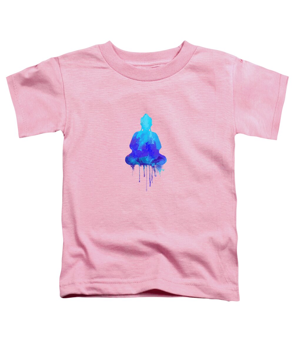 Watercolor Toddler T-Shirt featuring the painting Blue Buddha watercolor painting by Thubakabra