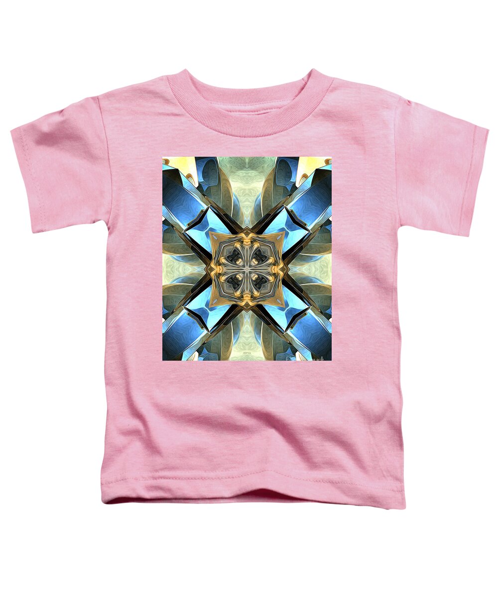 Blue Toddler T-Shirt featuring the digital art Blue, Green And Gold Abstract by Phil Perkins