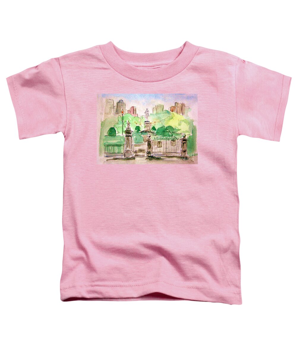 Boston Public Gardens Toddler T-Shirt featuring the painting Boston Public Gardens by Julie Lueders 