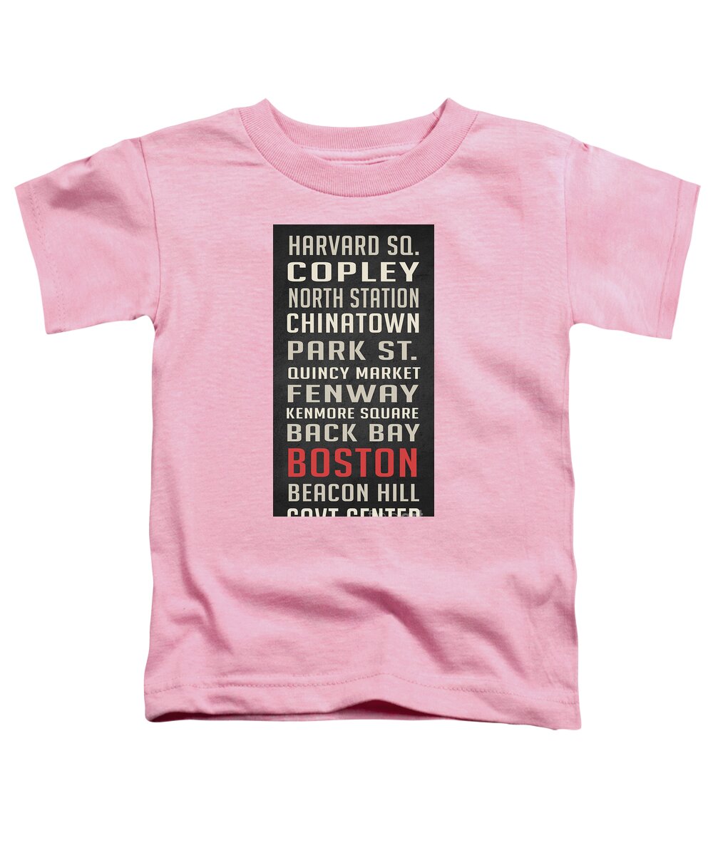 Boston Toddler T-Shirt featuring the digital art Boston Subway Stops Poster by Edward Fielding