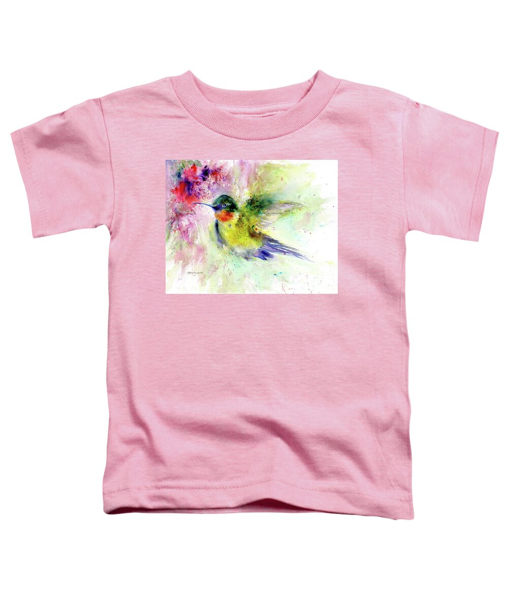 Bird Toddler T-Shirt featuring the painting Bright Guy Hummingbird by Christy Lemp