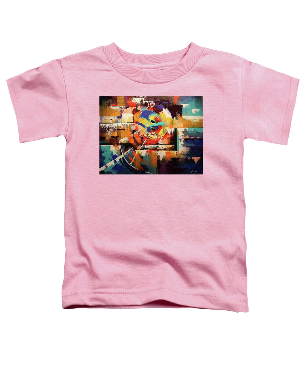 Abstract Toddler T-Shirt featuring the painting Brightly Squared Off by Carole Sluski