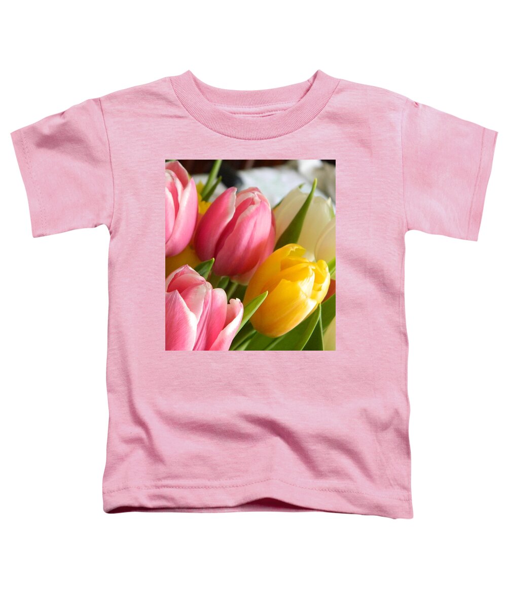 Tulip Toddler T-Shirt featuring the photograph Buttercup Pinks by Karen Mesaros